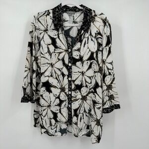 Habitat Womens Artsy Lagenlook Statement‎ Floral Tunic Top Size M Bold Oversized